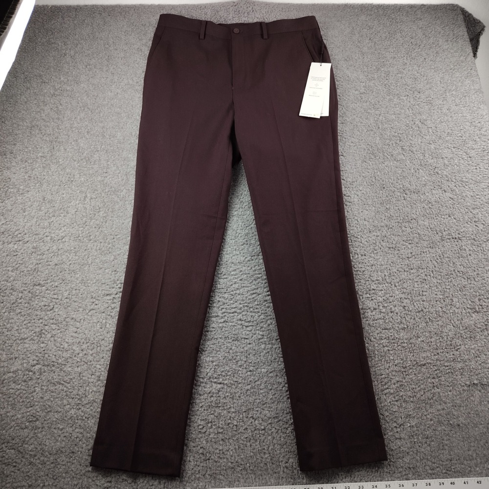 Calvin Klein Suit Pants Mens 33x32 Skinny Fit Burgundy Infinite Stretch NWT